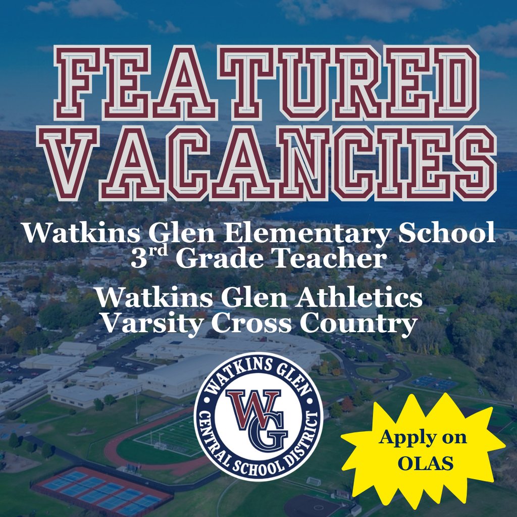 We have two featured vacancies for the 25-26 school year! Check out our employment page to learn more about WG wgcsd.org/page/employment. If you are interested in coaching check our athletics page wgcsd.org/page/athletics 

Come SOAR with us!! 

#WGProud