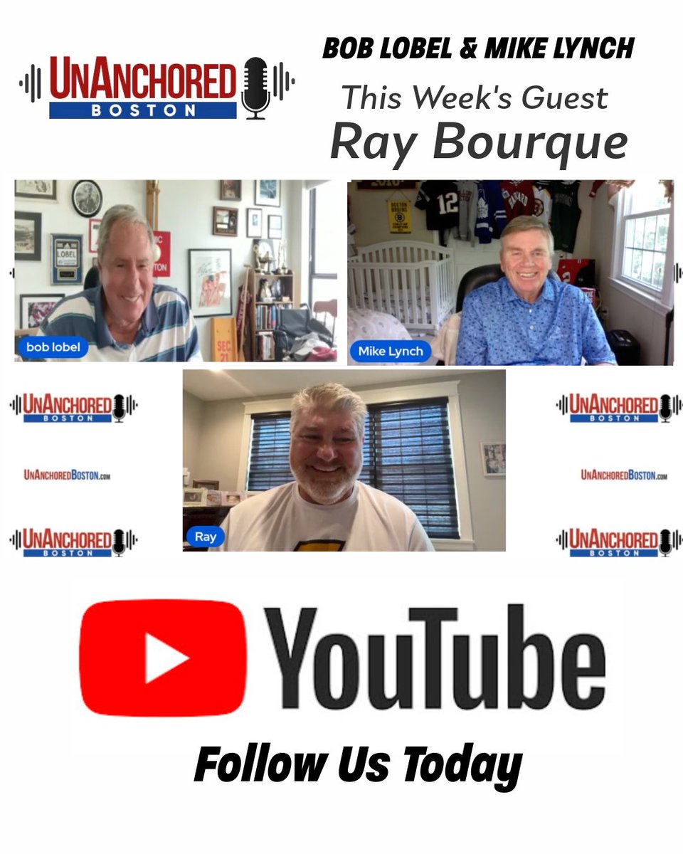 Ray Bourque is the week’s guest on UnAnchored Boston with Bob Lobel &amp; Mike Lynch! Follow us on YouTube today and don't miss an episode:  UnAnchoredBoston.TV