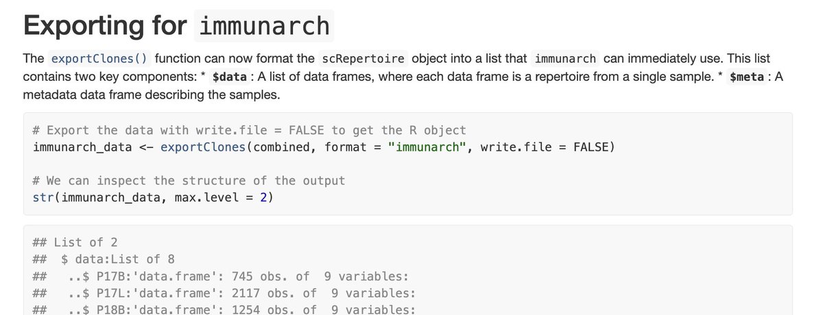theHumanBorch's tweet image. scRepertoire now supports exporting clones directly into the immunarch workflow @immunomind. Immune cells crosstalk, why not R packages?
Vignette: borch.dev/uploads/screpe…