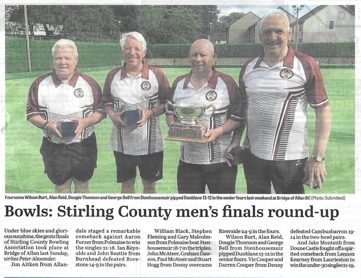 Thanks to the <a href="/falkirk_herald/">The Falkirk Herald</a> and <a href="/FalkirkHeraldSp/">Falkirk Herald Sport</a> for featuring last Sunday's Stirling County gents finals on page 70 of this week's paper.