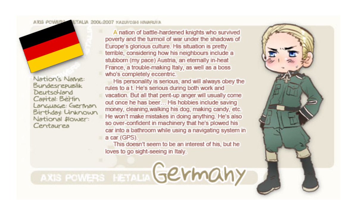 hourlygermany's tweet image. #hetatwt #ヘタリア ⤵
draw a circle, that’s my post schedule
- official art of aph germany (solo and group) + hetalia memes and reposts
dms always open for submissions 🌍