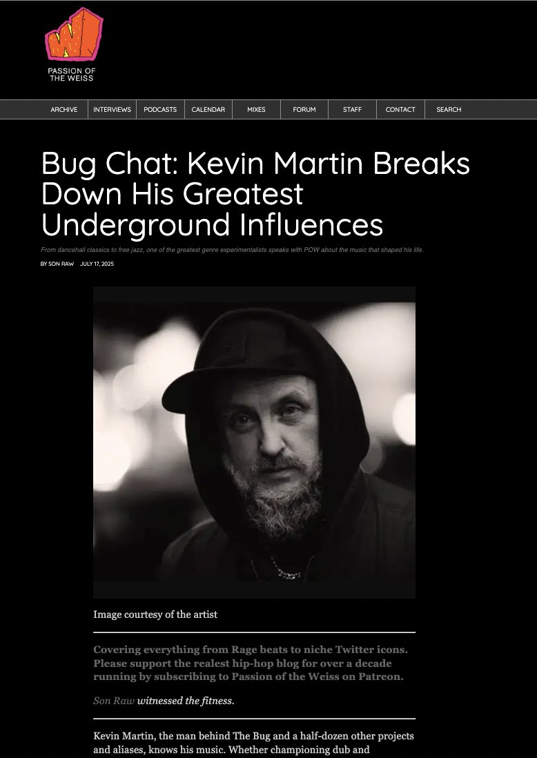 thebugzoo's tweet image. Major thx to @Passionweiss for running a properly long form interview..
It was great to have the chat with @SonRaw in the online hub, which is my go-to for future, present and past Hip Hop knowledge..
Flattered iam...
Was a blast to chat about Dub, Dancehall, Roots Manuva, Roll…