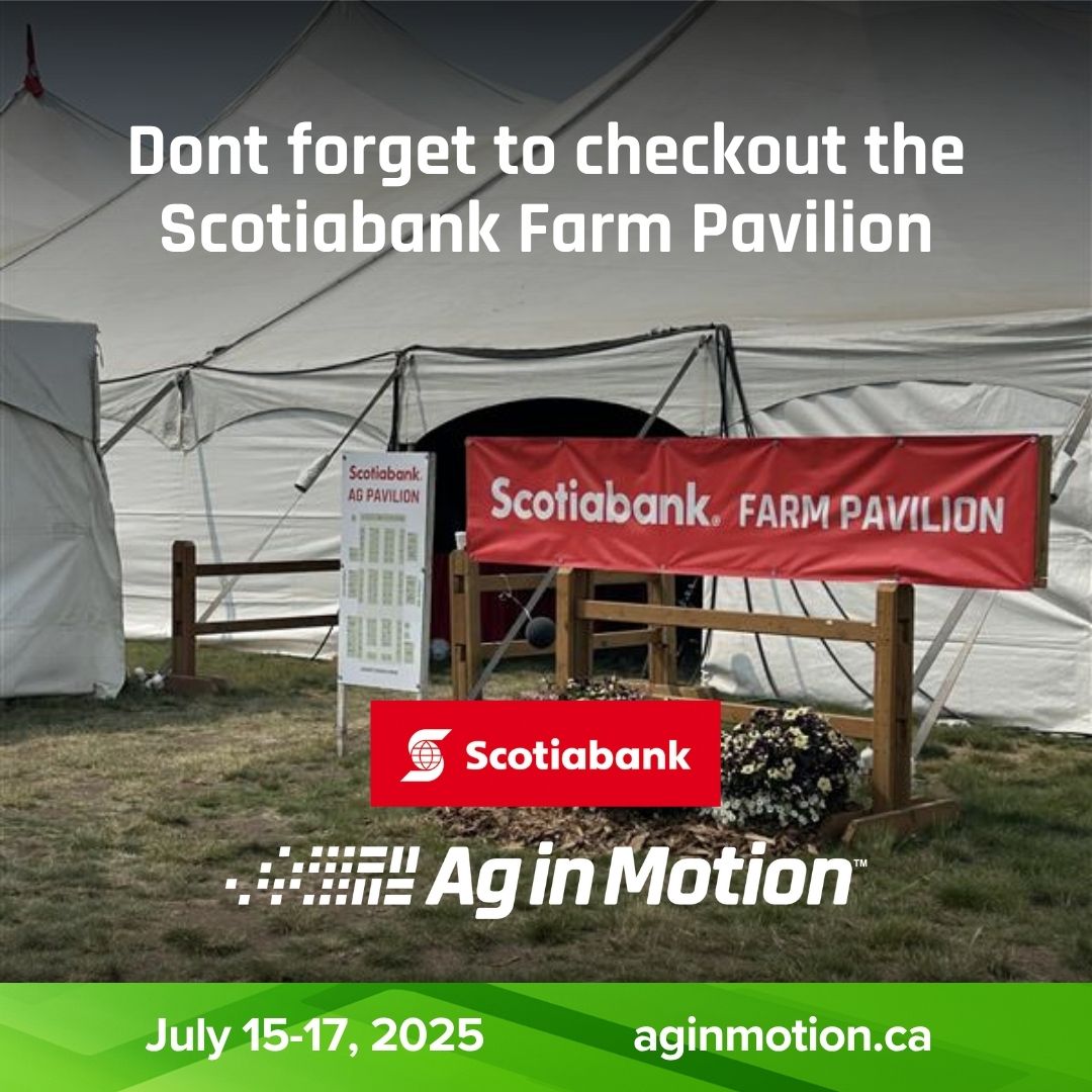 AginMotion's tweet image. Don’t miss the Scotiabank Farm Pavilion at #AIM25! 🚜
Explore financial tools, resources, and conversations that support farm success—powered by @scotiabank.
Final day!! —swing by and see what’s inside!
#AgInMotion #Scotiabank #FarmShow #SaskAg