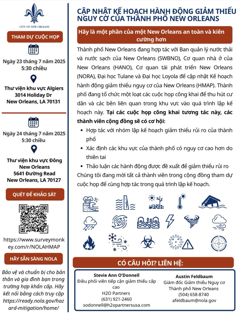 nolaready's tweet image. Community members are encouraged to attend and help identify areas of the city at higher risk from natural hazards and discuss proposed actions to reduce risks. Feedback from the public helps shape the action items and ensures the plan reflects community priorities.