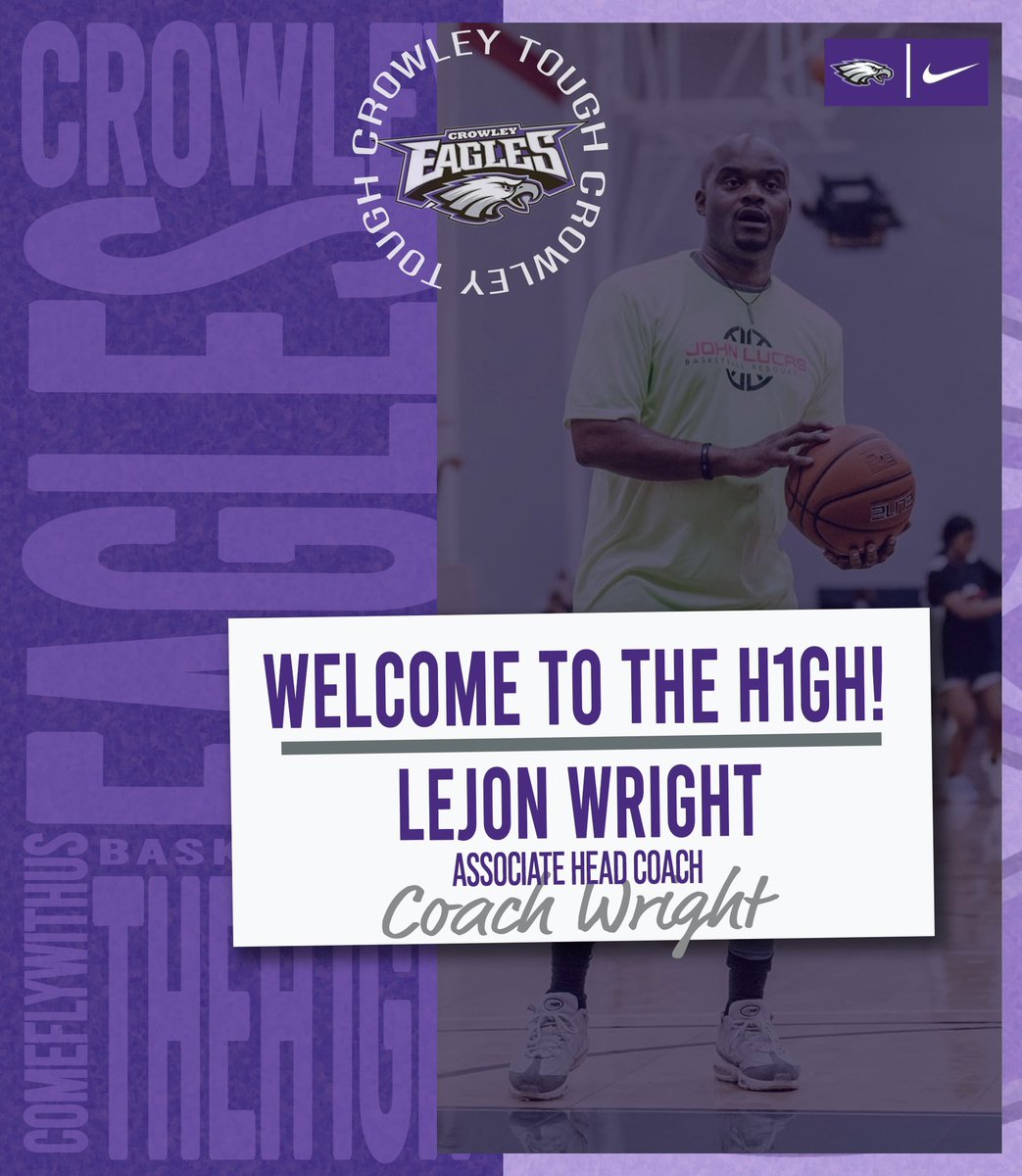 Crowley High School Men’s Basketball (@crowleybball) on Twitter photo Welcome to the 🦅 Family, Coach Wright!
“Coach Wright is a proven winner, an exceptional basketball mind and a great teacher of the game. He will be leaned on heavily by our staff in various ways to further solidify our program as a mainstay in the State of TX!” <a href="/CoachDJames/">DeMarqus James</a> Welcome to the 🦅 Family, Coach Wright!
“Coach Wright is a proven winner, an exceptional basketball mind and a great teacher of the game. He will be leaned on heavily by our staff in various ways to further solidify our program as a mainstay in the State of TX!” <a href="/CoachDJames/">DeMarqus James</a>