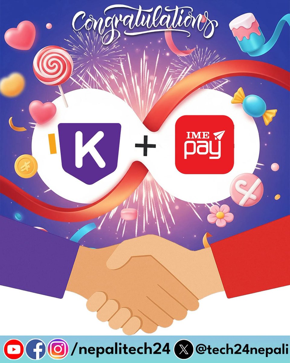 Tech24Nepali's tweet photo. Congratulations Khalti &amp; IME Pay! 
Two of Nepal’s most trusted digital wallets have united for a bigger, smarter, and more powerful digital future! 💜❤️
#KhaltiIMEPay #Congratulations #DigitalNepal #OneTeamOneDream #FintechNepal #StrongerTogether https://t.co/R76Y02NzDQ