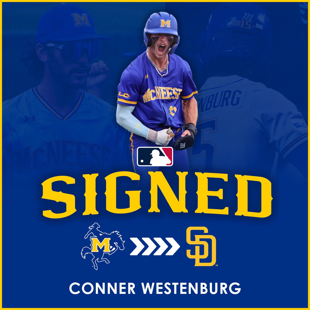 McNeeseBaseball's tweet image. San Diego Bound 🌴✈️
Conner Westenburg has signed a free agent deal with the @padres!
🔗 tinyurl.com/yeu6nff2
#GeauxPokes | #PokesInThePros