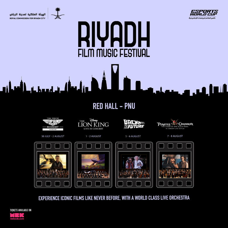 RCRCSA's tweet photo. Alongside the Esports World Cup,
the Royal Commission for Riyadh City announces the second edition of the Riyadh Film Music Festival.

At the heart of Riyadh, an immersive experience blending iconic film screenings with live orchestral performances.

@EWC_Festival