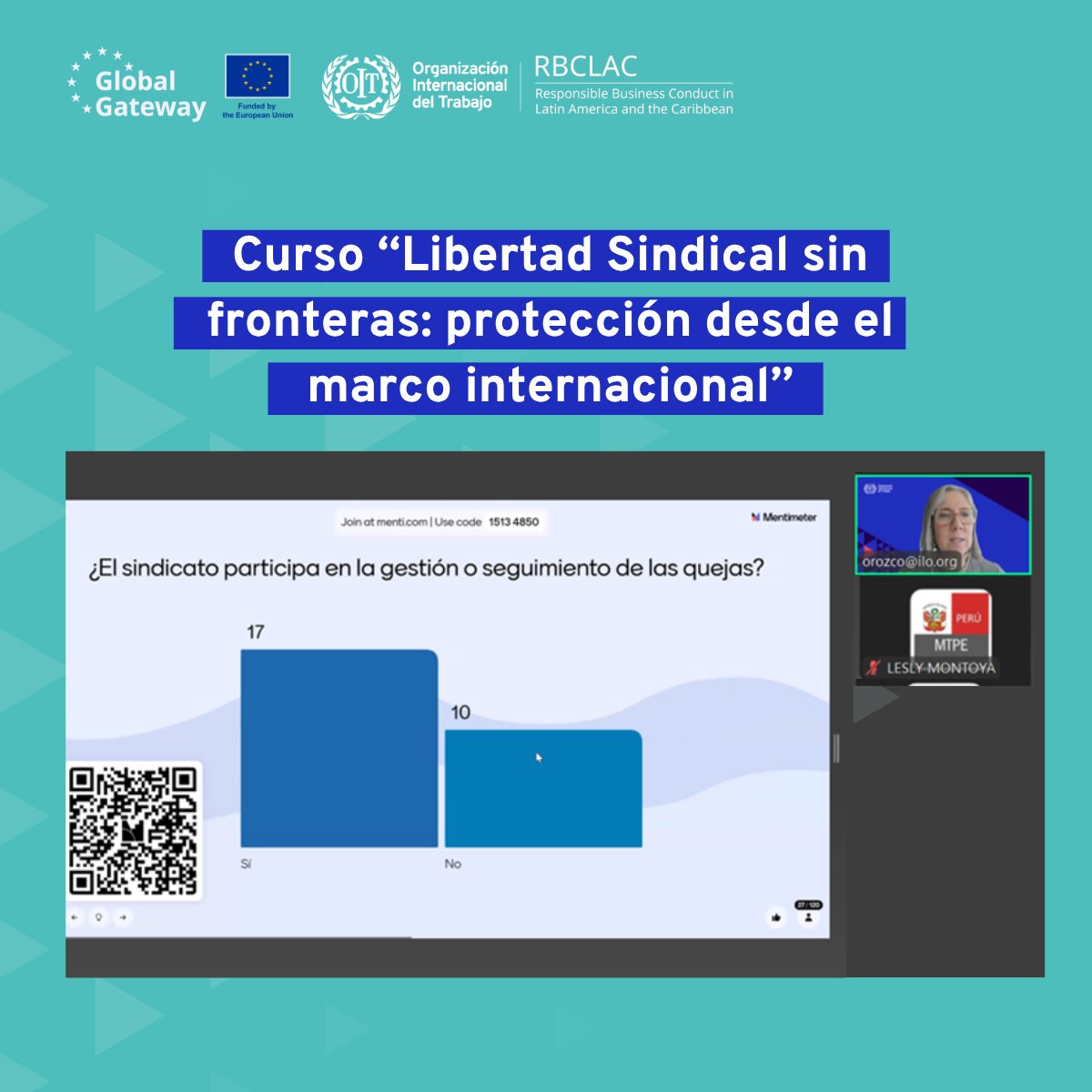 OITAndina's tweet image. 🇵🇪 +180 dirigentes sindicales participaron en el curso Libertad Sindical sin Fronteras, del @MTPE_Peru
Olga Orozco, del proyecto #CERALC, habló con los participantes sobre la Declaración Tripartita sobre las Empresas Multinacionales de la OIT y la #ConductaEmpresarialResponsable