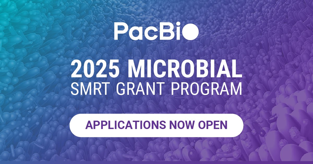 PacBio's tweet image. 🚨Last call!🚨
Submit your 100-word proposal for the 2025 Microbial #PacBio SMRT Grant by tomorrow, Friday, July 18. Win free HiFi long-read sequencing for your microbial or metagenomics project—including library construction + Revio SMRT Cells.
Apply: bit.ly/40XcH3T