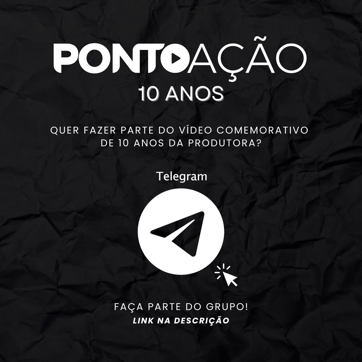 pontoacaoofc's tweet image. HOMENAGEM PA | 10 ANOS! 🎥✨
Abrimos um grupo no Telegram, e precisamos de vocês para que essa comemoração tão especial aconteça!
A homenagem será exibida no dia da pré-estreia de Xeque Mate, e disponível nas redes sociais da PA.
PARTICIPEM!
🔗: t.me/pontoacao10anos