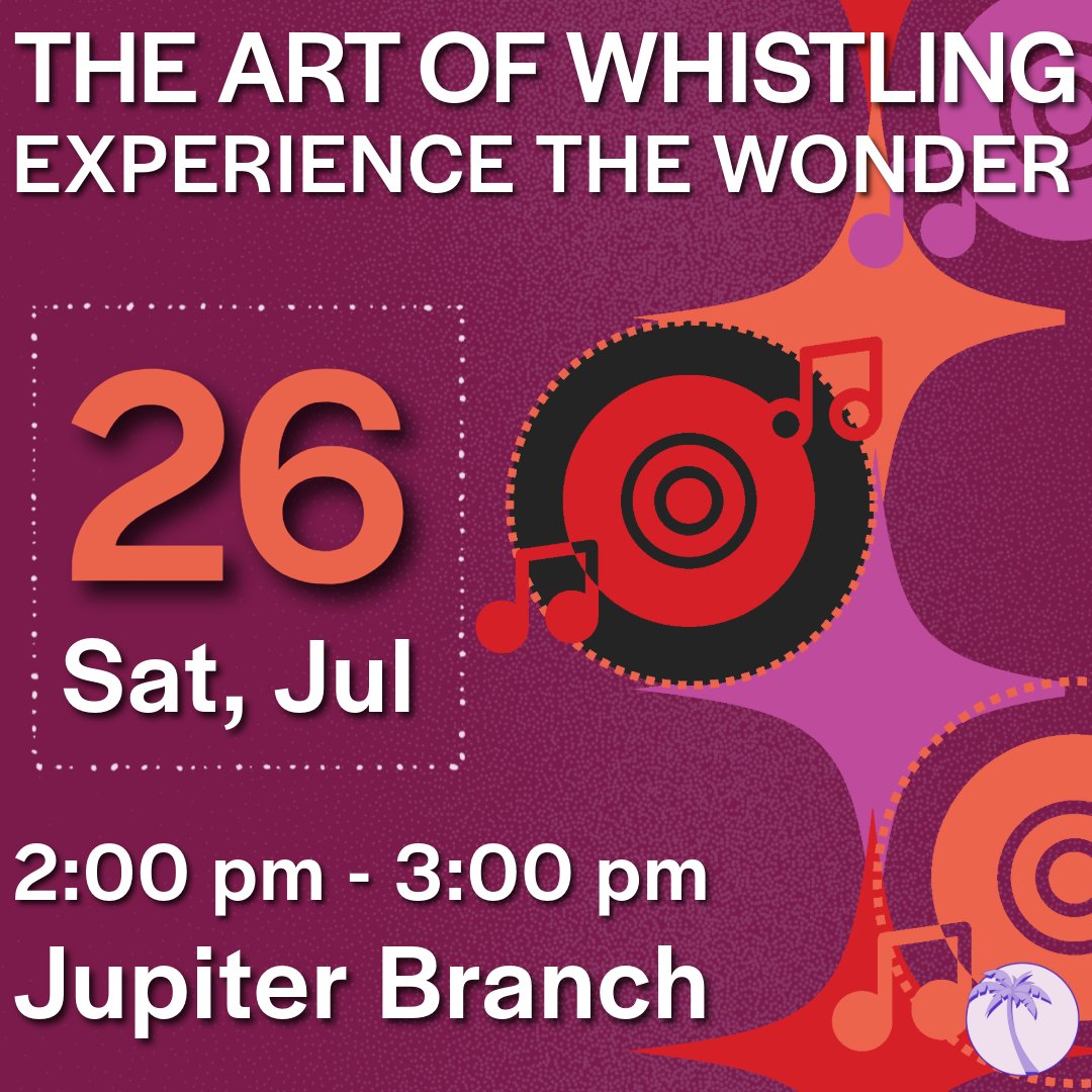 pbclibrary's tweet image. Rajesh Koppikar returns! Let his musical renditions whisk you away as you experience the wonder of whistling. Preregister online with the link below.
#PBCLibrary #Library #Whistling #Music #Performance #Art #PalmBeach