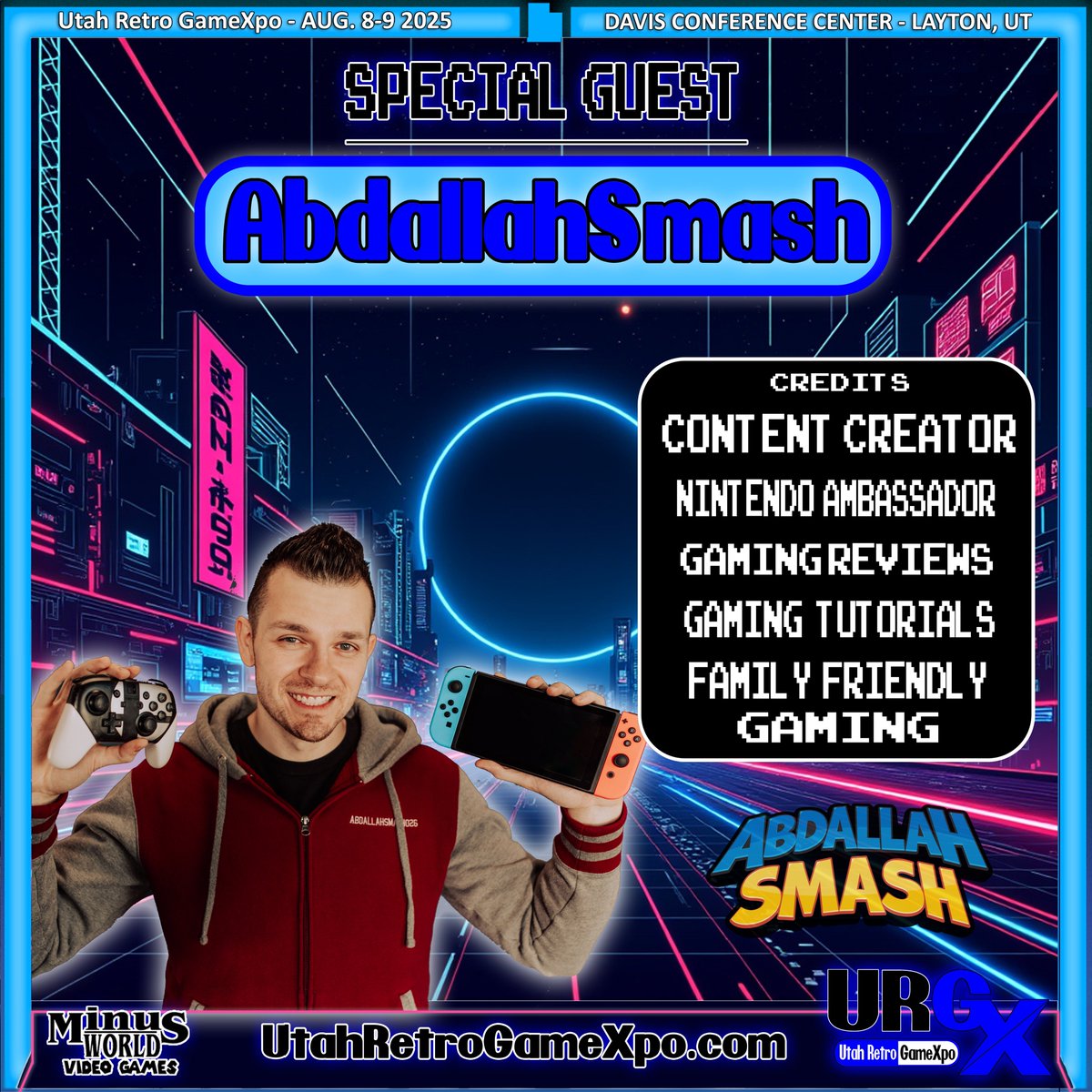 UtahRetroGameX's tweet image. We would like to welcome @AbdallahNATION as a special guest of the Utah Retro GameXpo. Avoid the lines and get your tickets now before prices go up at the door. utahretrogamexpo.com/event-passes