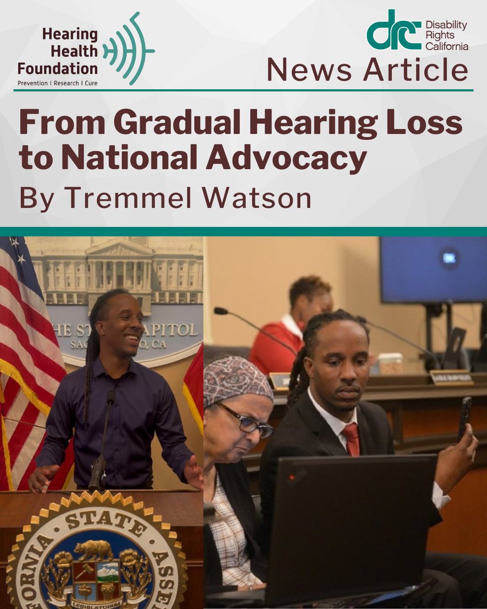 DisabilityCA's tweet image. DRC's Public Policy Intern Tremmel Watson recently wrote a great article for the Hearing Health Foundation about his lived experience and importance of access to CART (Communication Access Realtime Translation).
Tremmel speaks honestly about his experience as a late-deafened…