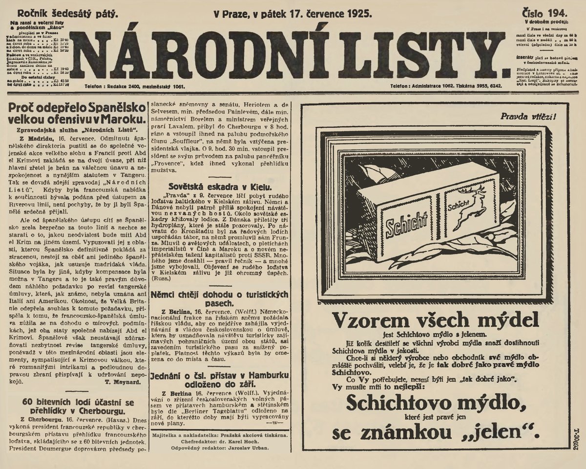 Národní Politika; ranní vydání; 17.7.1925
#CeskeListyHistoricke #Valka #Historie #Pred100lety