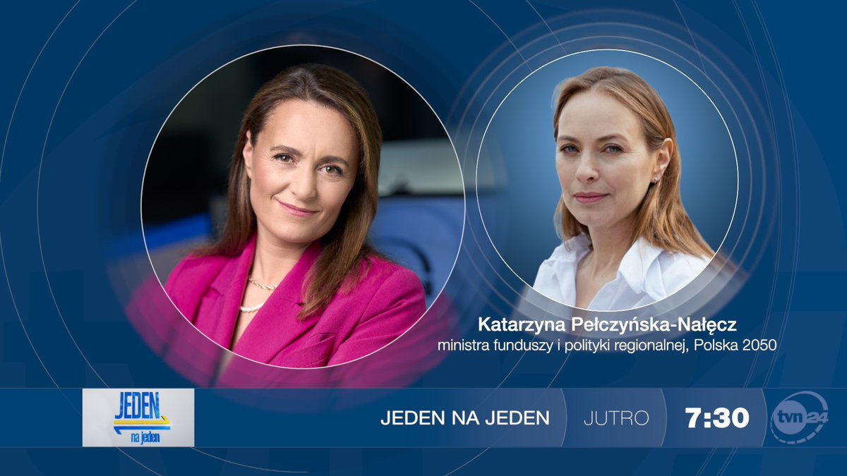 Zapraszamy na #JedenNaJeden. Gościnią <a href="/AgataAdamek/">Agata Adamek</a> będzie <a href="/Kpelczynska/">Katarzyna Pełczyńska</a>.

Oglądaj jutro o 7:30 na antenie <a href="/tvn24/">tvn24</a> i w <a href="/tvn24plus/">TVN24+</a> ⤵️
🔵 tvn24.pl/plus/na-zywo/t…