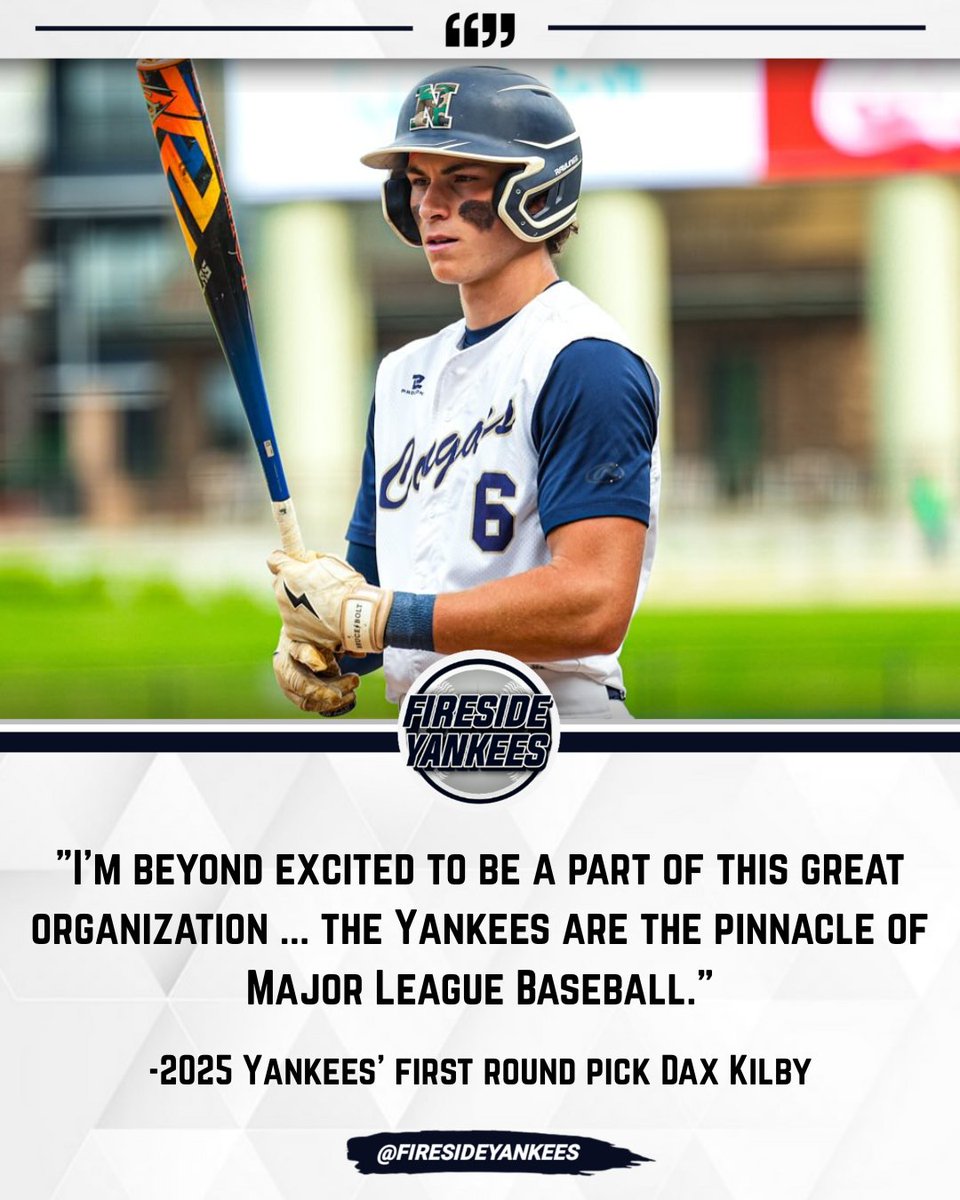 Fireside Yankees (@firesideyankees) on Twitter photo 2025 Yankees' first round pick Dax Kilby had some HUGE praise for the organization👏
"I'm beyond excited to be a part of this great organization ... the Yankees are the pinnacle of Major League Baseball."
Via <a href="/MaxTGoodman/">Max Goodman</a>
#Yankees 2025 Yankees' first round pick Dax Kilby had some HUGE praise for the organization👏
"I'm beyond excited to be a part of this great organization ... the Yankees are the pinnacle of Major League Baseball."
Via <a href="/MaxTGoodman/">Max Goodman</a>
#Yankees