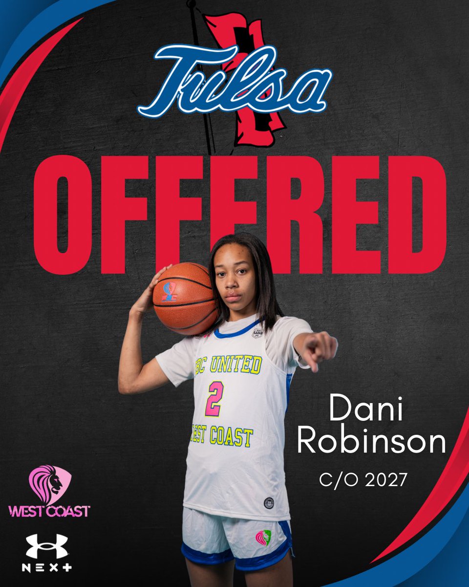 2027 5’10 PG Dani Robinson has earned an offer to Tulsa. 

#FBCWestCoast