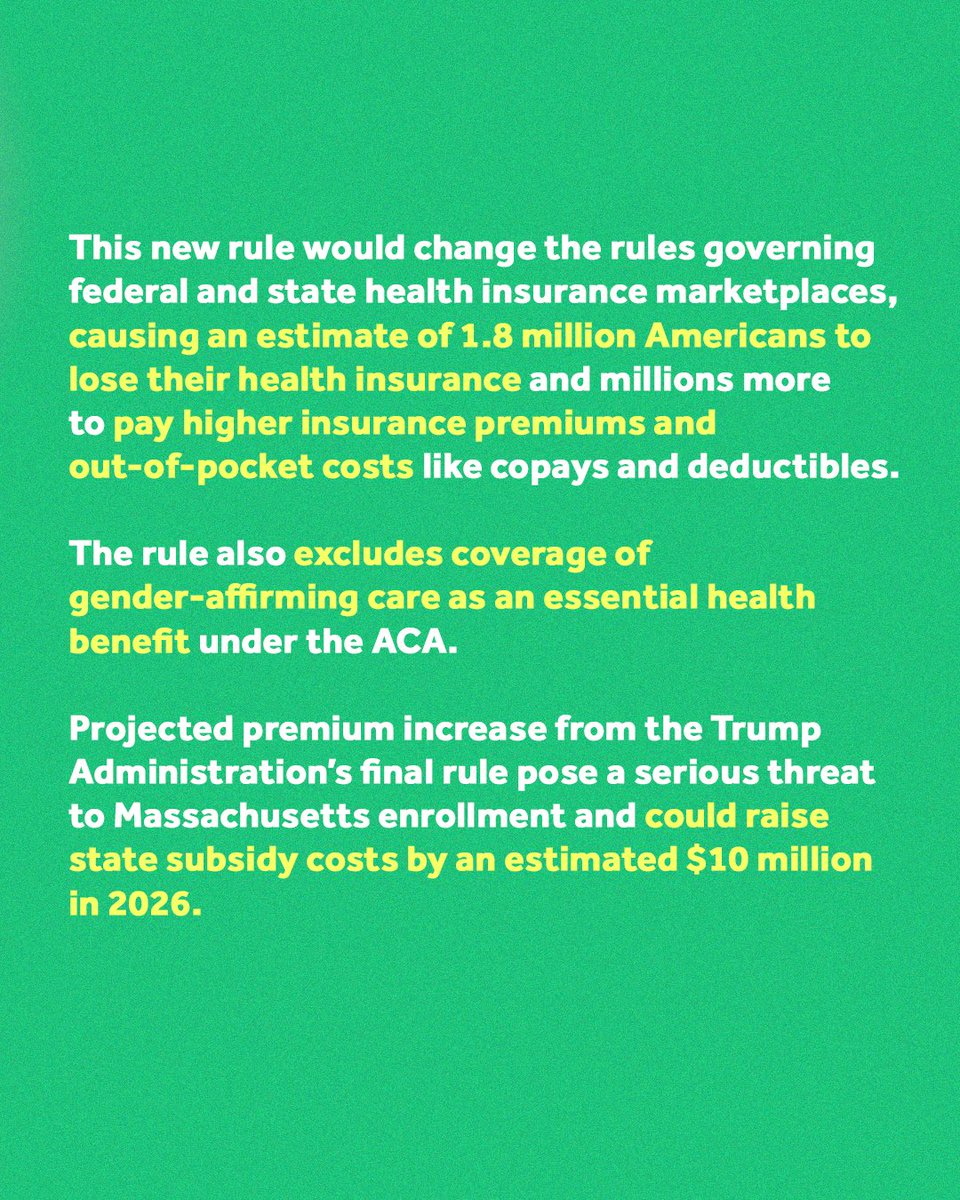 MassAGO's tweet image. Trump is attempting to bulldoze the Affordable Care Act, stripping 1.8 million of their health insurance and forcing millions more to pay increased premiums and out-of-pocket
costs.
My office will not sit back while the federal government harms our residents. We’re suing.