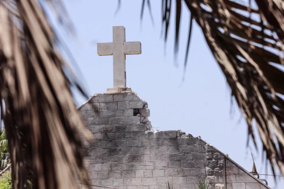 Even after a terrifying attack in Gaza, the cross still stands ✝️