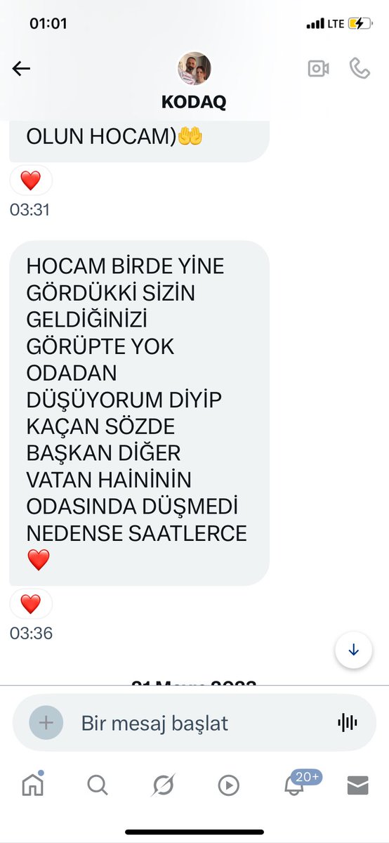 Bak şüreka artığı . Bu tweeti atmışsın ama bana da aylar önce Dm’den mesaj atmışsın . Ben söylediğin milletvekilini ziyaret edenleri sert bir dille eleştirdim ama vatan haini demedim , onlara sen demişsin vatan haini diye  bak … O zamanın Ankara dernek başkanına ve ziyaret