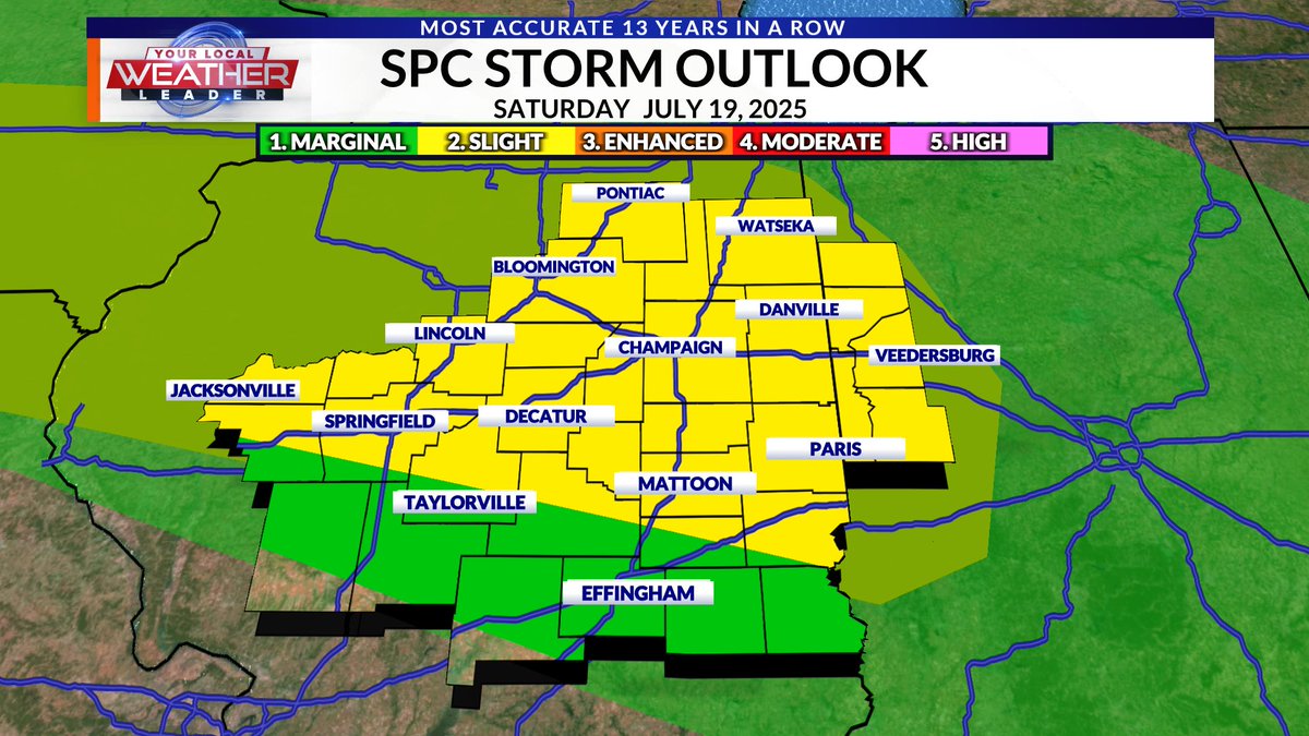 KevinLighty's tweet image. Heads up for Saturday! So the SPC already highlighting our area for a slight risk of severe storms. I won't be surprised if this makes it to the next level of enhanced by then. This is a difficult scenario to forecast as it will most likely be a line of storms so I can't nail…