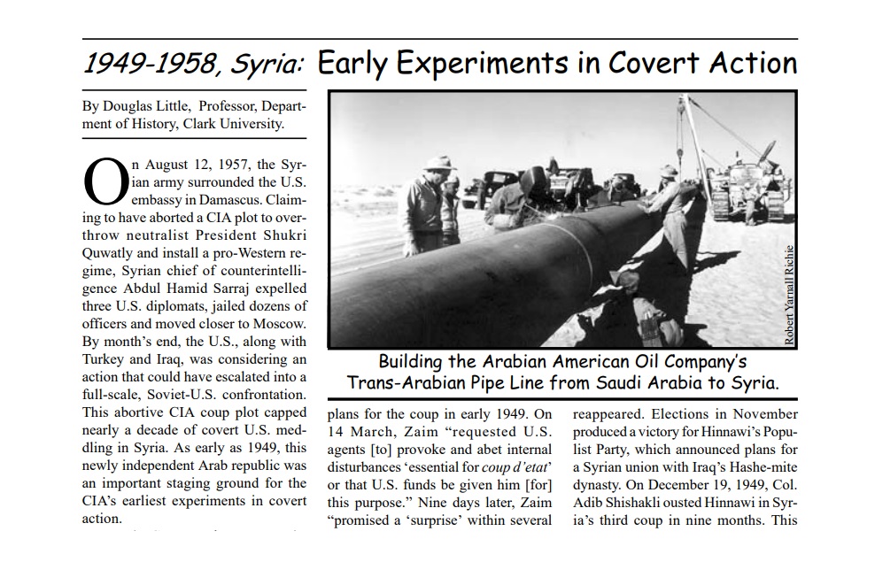 من كان يُدير سوريا في الخفاء خلال الخمسينات؟
CIA نفذت أكثر من 4 محاولات انقلاب، ودعمت ديكتاتوريات عسكرية، وشاركت بخطط مع بريطانيا وإسرائيل لتغيير الحكم في دمشق.ترجمة خاصة من مجلة #المراسل عن مقال دوغلاس ليتل.

اقرأ المقال عبر المراسلة في الرابط التالي:

almurrassel.net/2025/07/17/%d9…