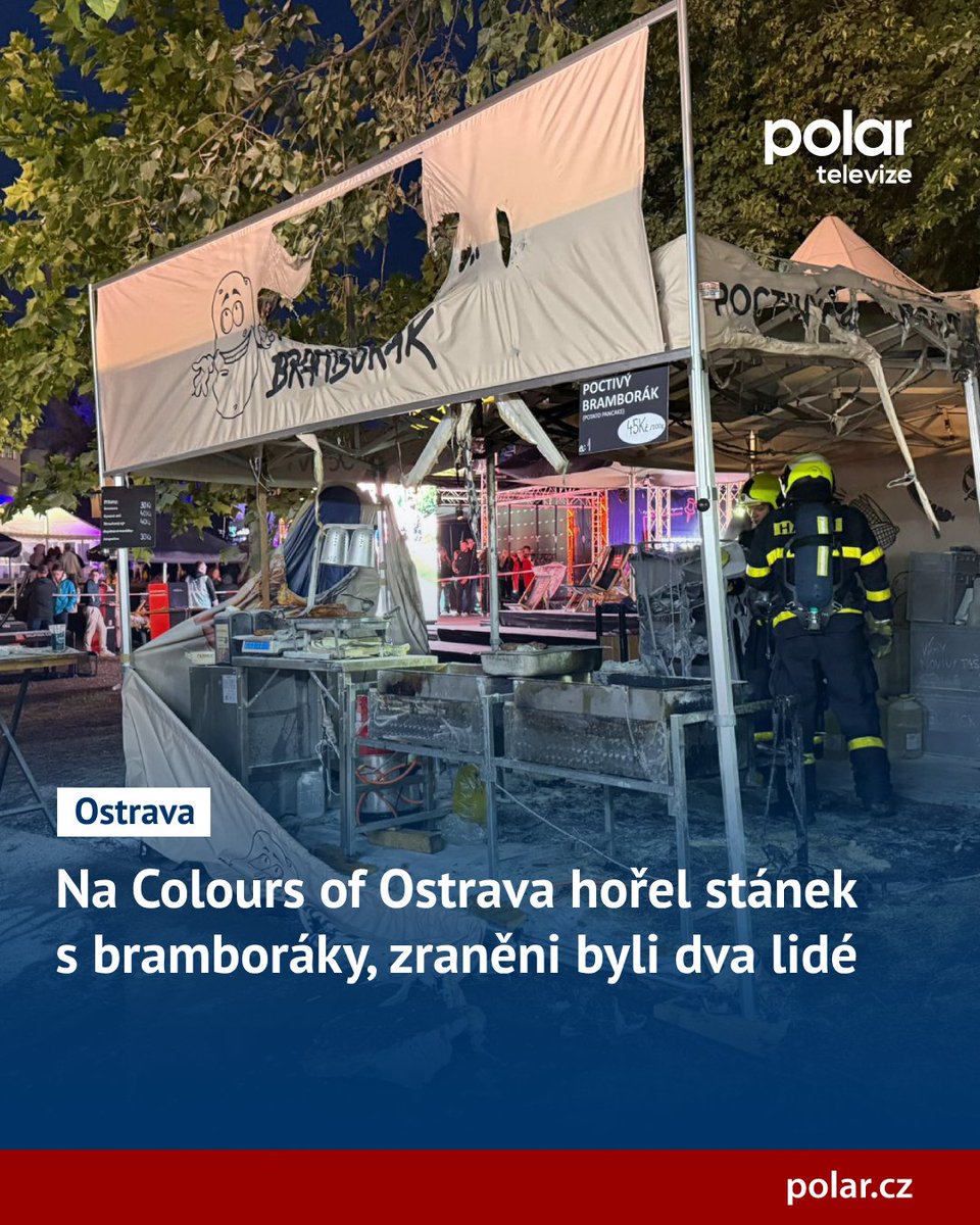 Na Colours of Ostrava hořel stánek s bramboráky, zraněni byli dva lidé 
polar.cz/z/vdfudq