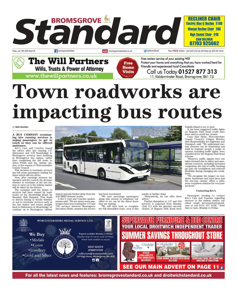 Here is a sneak preview of the front page of tomorrow's Bromsgrove Standard - #tomorrowspaperstoday