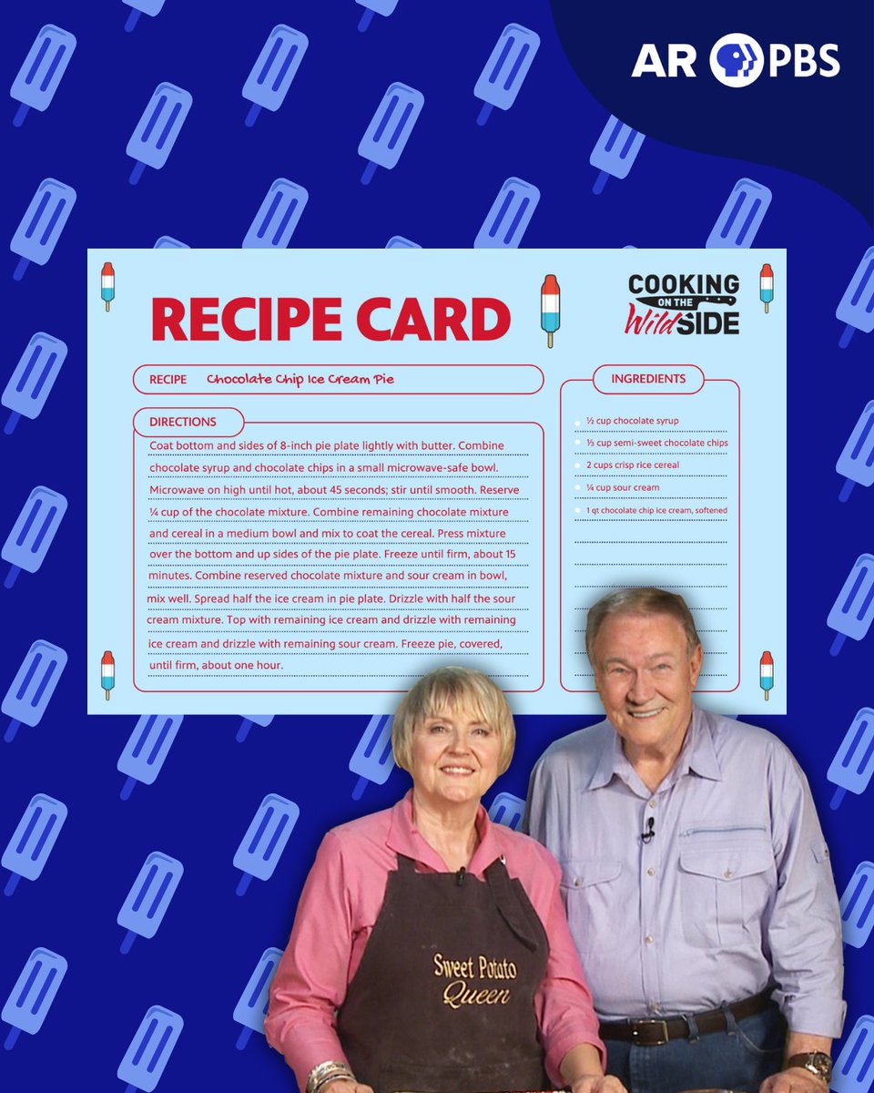 ArkansasPBS's tweet image. 🍨 We all scream for ice cream! 🍨 This #NationalIceCreamMonth, Phyllis has you covered with all of sweet treats you need to stay cool. Check out her John-approved “Cooking on the Wild Side” recipes now: myarkansaspbs.org/blog/cool-your….