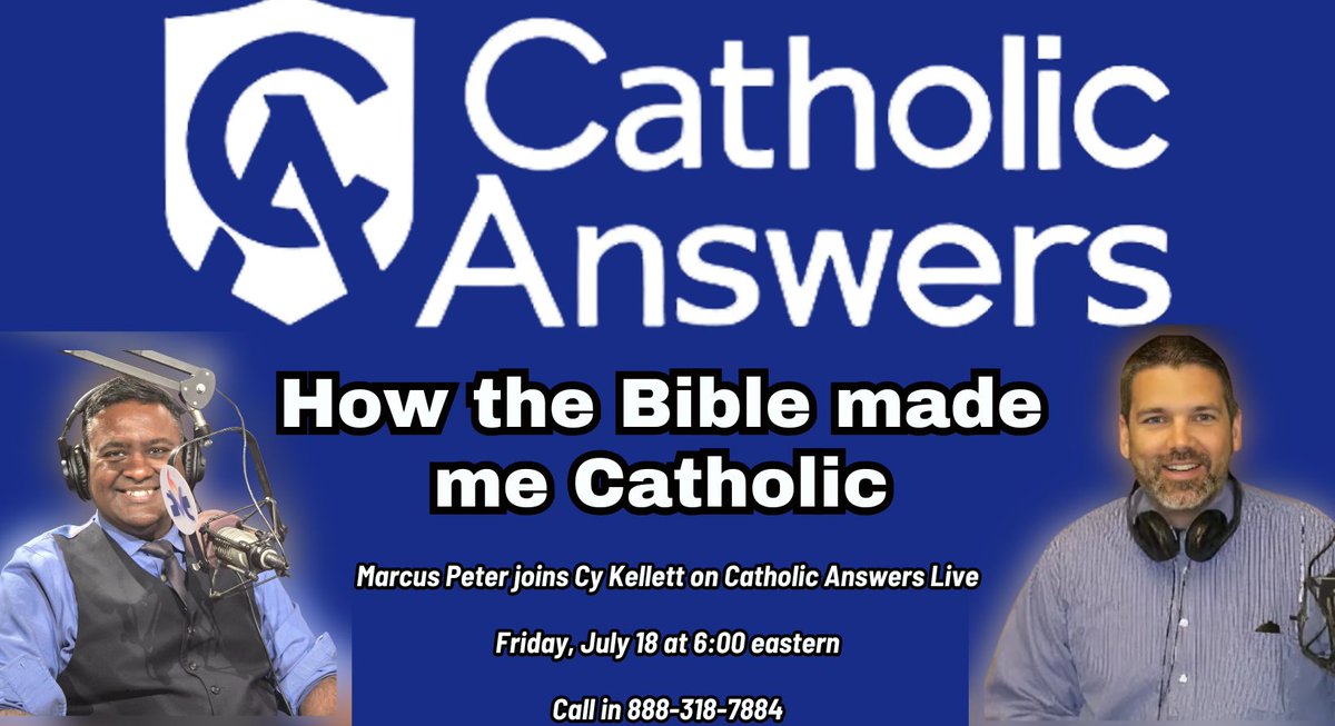 Ave Maria in the Afternoon (@aveafternoon) on Twitter photo Dr. Marcus Peter will be the guest apologist with Cy Kellett on Friday's <a href="/catholiccom/">Catholic Answers</a> Catholic Answers Live! The topic will be How the Bible Made me Catholic - call 1-888-31-TRUTH between 6 and 7 eastern to join the conversation!
#Catholic #Bible #Apologetics #Covenants Dr. Marcus Peter will be the guest apologist with Cy Kellett on Friday's <a href="/catholiccom/">Catholic Answers</a> Catholic Answers Live! The topic will be How the Bible Made me Catholic - call 1-888-31-TRUTH between 6 and 7 eastern to join the conversation!
#Catholic #Bible #Apologetics #Covenants