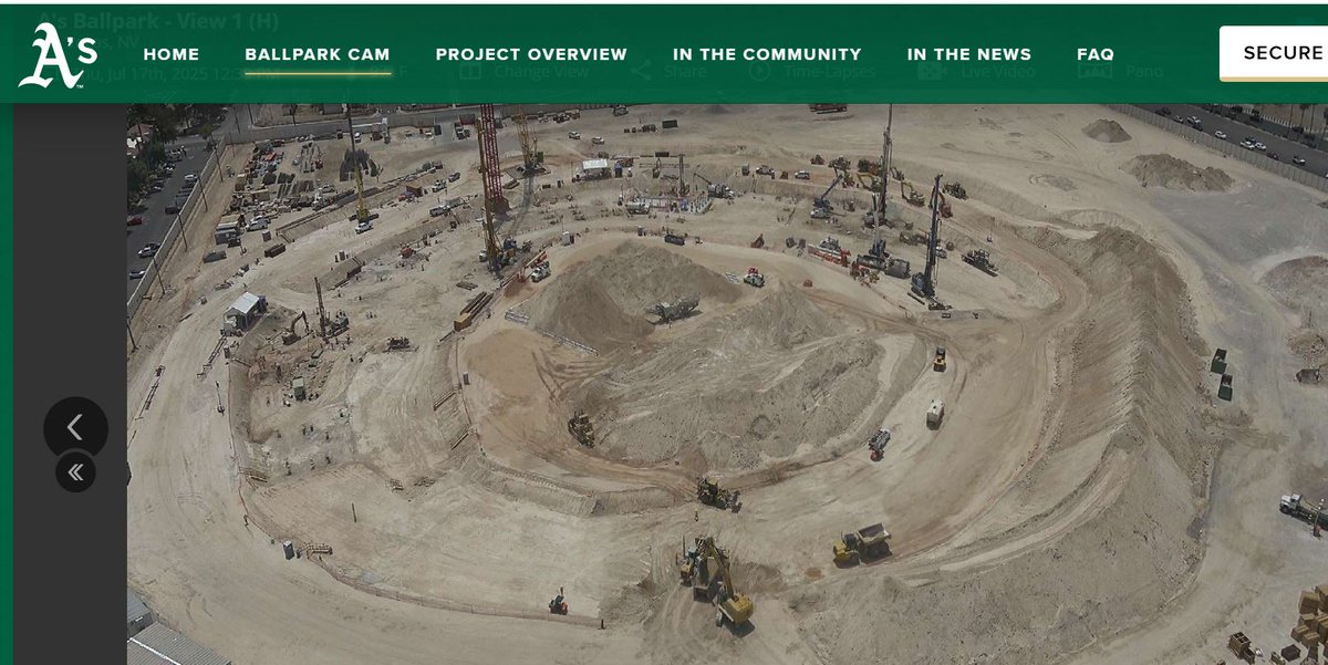 howardstutz's tweet image. The @Athletics have launched a Ballpark Cam to show progress of the team's $1.75B stadium in Las Vegas at the corner of the Strip and Tropicana Avenue.
ballparkexperience.athletics.com/ballparkcam
