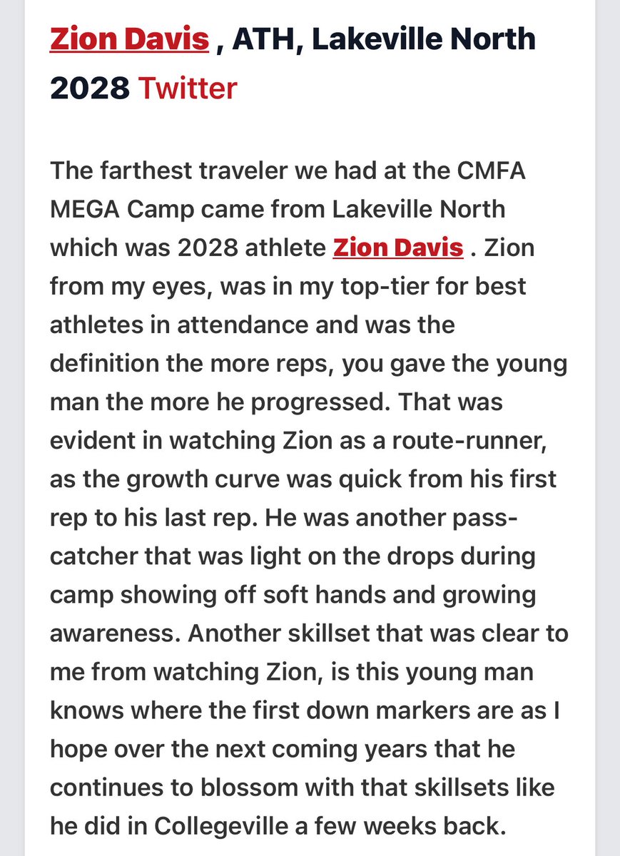ZionDavis2028's tweet image. Thank you @NWahlScouting for the write up!! Had a great time performing!
@PrepRedzoneMN
@LNHSPantherFB