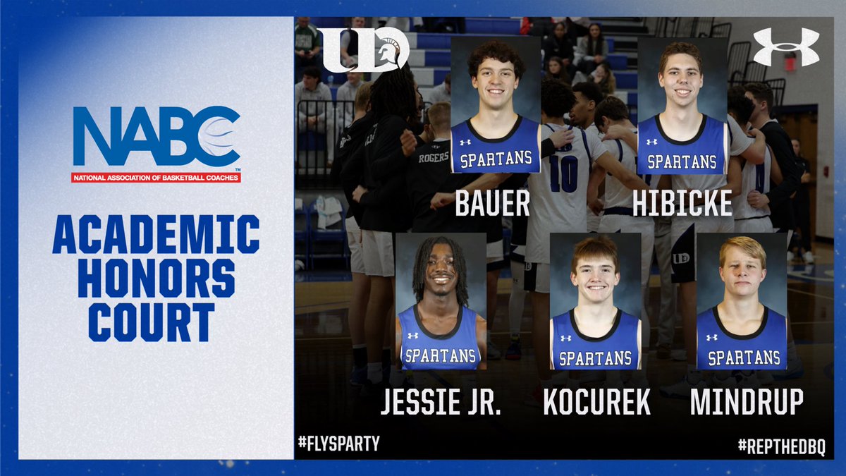 Congratulations to our guys for being recognized for the NABC 24-25 Team Academic Excellence Award, along with 5 of our players individually earning Honors Court recognition announced today by the NABC! 

<a href="/NABC1927/">NABC</a> 

#FlySparty #RepTheDBQ
