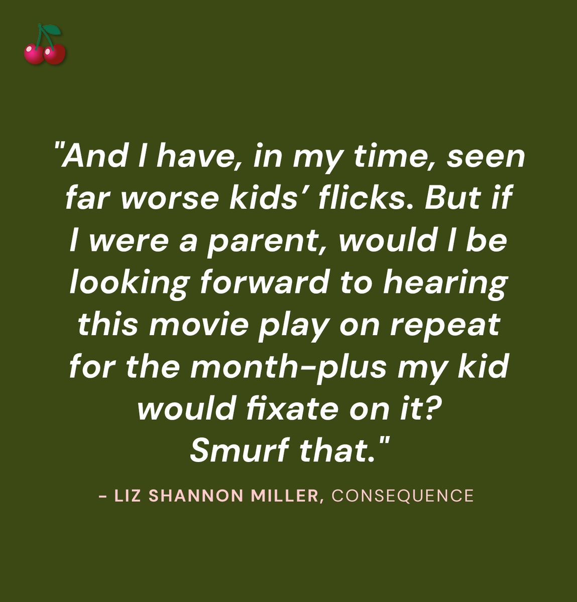 TheCherryPicks's tweet image. SMURFS (40% #CherryScore) "I have, in my time, seen far worse kids’ flicks. But...would I be looking forward to hearing this movie play on repeat for the month-plus my kid would fixate on it? Smurf that." -Liz Shannon Miller, @Consequence
Read reviews 🔗: thecherrypicks.com/films/smurfs-2…