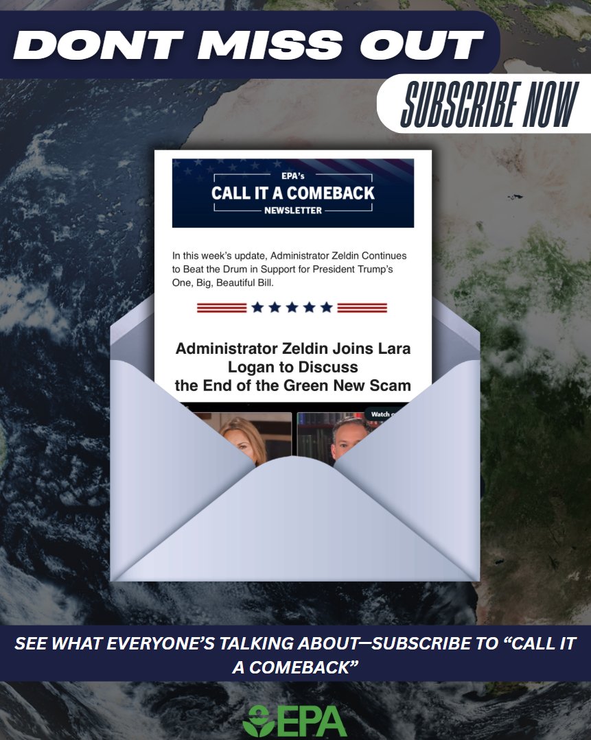 EPA's tweet image. Do you want the latest scoop on @epaleezeldin’s announcements, media appearances and recent travels? Subscribe to our weekly “Call it a Comeback” newsletter today! Don’t miss out-- Join the Comeback: spgv.io/6011BJ2x