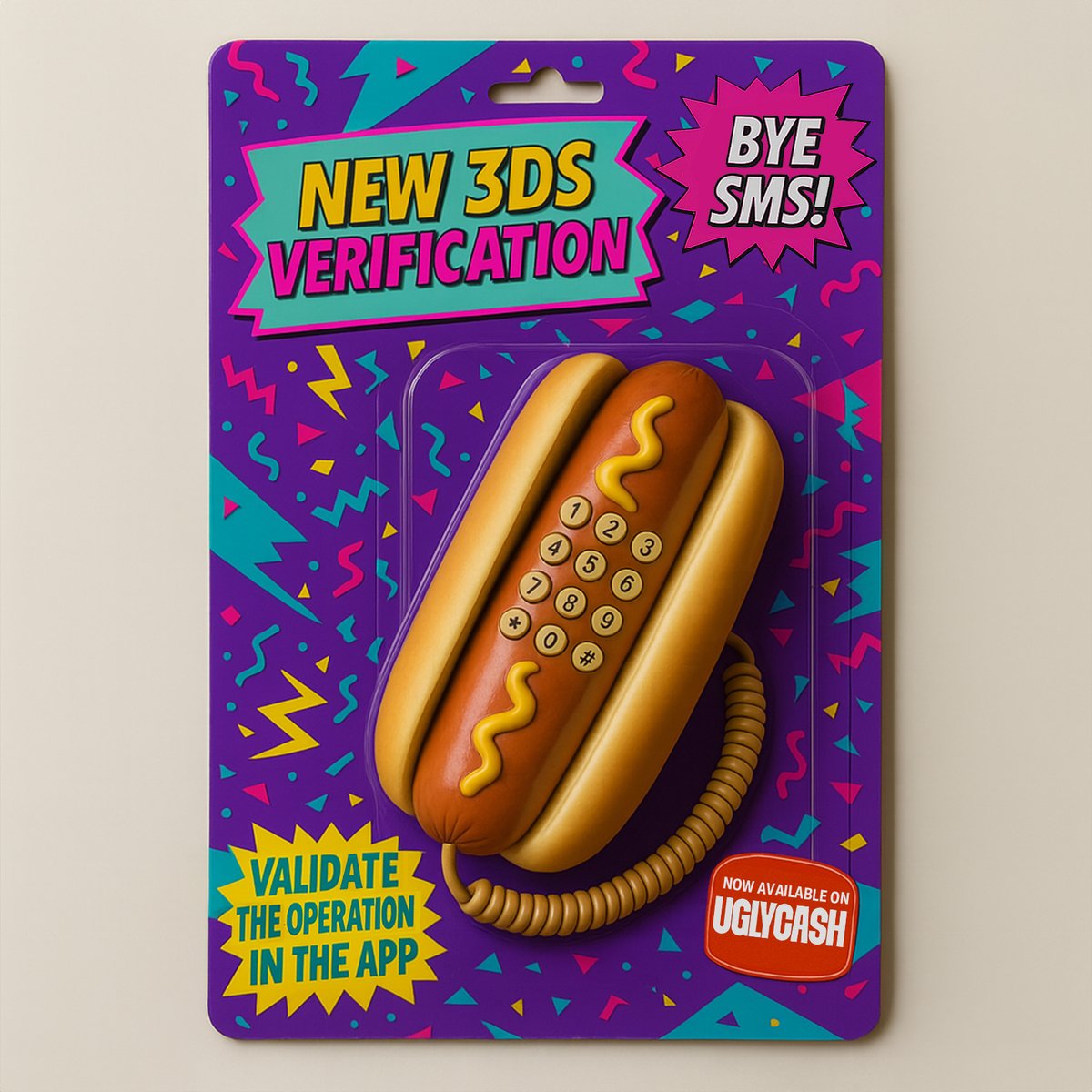 Bye bye SMS ➜ Hello 3DS in-app
Now when you buy online with your Ugly Visa, you'll verify your identity right in the UGLYCASH app 🟊
Fast &amp; easy, no more snail-paced SMS
(๑•́ ₃ •̀๑)