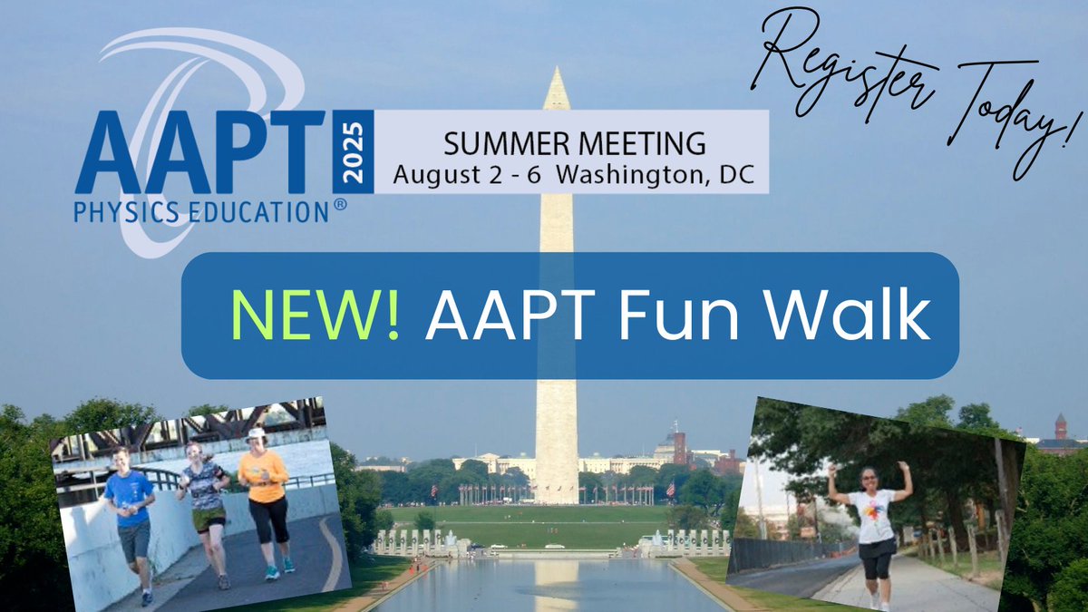 AAPTHQ's tweet image. #AAPTSM25: Lace up and start your day strong with a fun morning walk through the heart of Washington, DC! Complimentary t-shirts, water, and fruit will be provided for all participants. Learn more aapt.org/Conferences/SM… #AAPTConference #AAPTMeeting #ITeachPhysics
