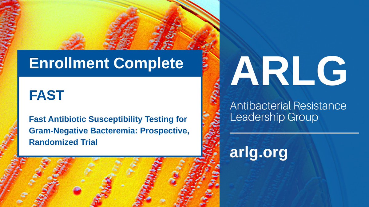 ARLGnetwork's tweet photo. FAST completed enrollment! The @ARLGnetwork study evaluated whether using a rapid phenotypic antimicrobial susceptibility testing (AST) method for #GramNegative bacteremia improved patient outcomes compared to standard AST methods. Learn more: https://t.co/VcpNSle2k1
@NIAIDNews https://t.co/5zlZEgOLcC