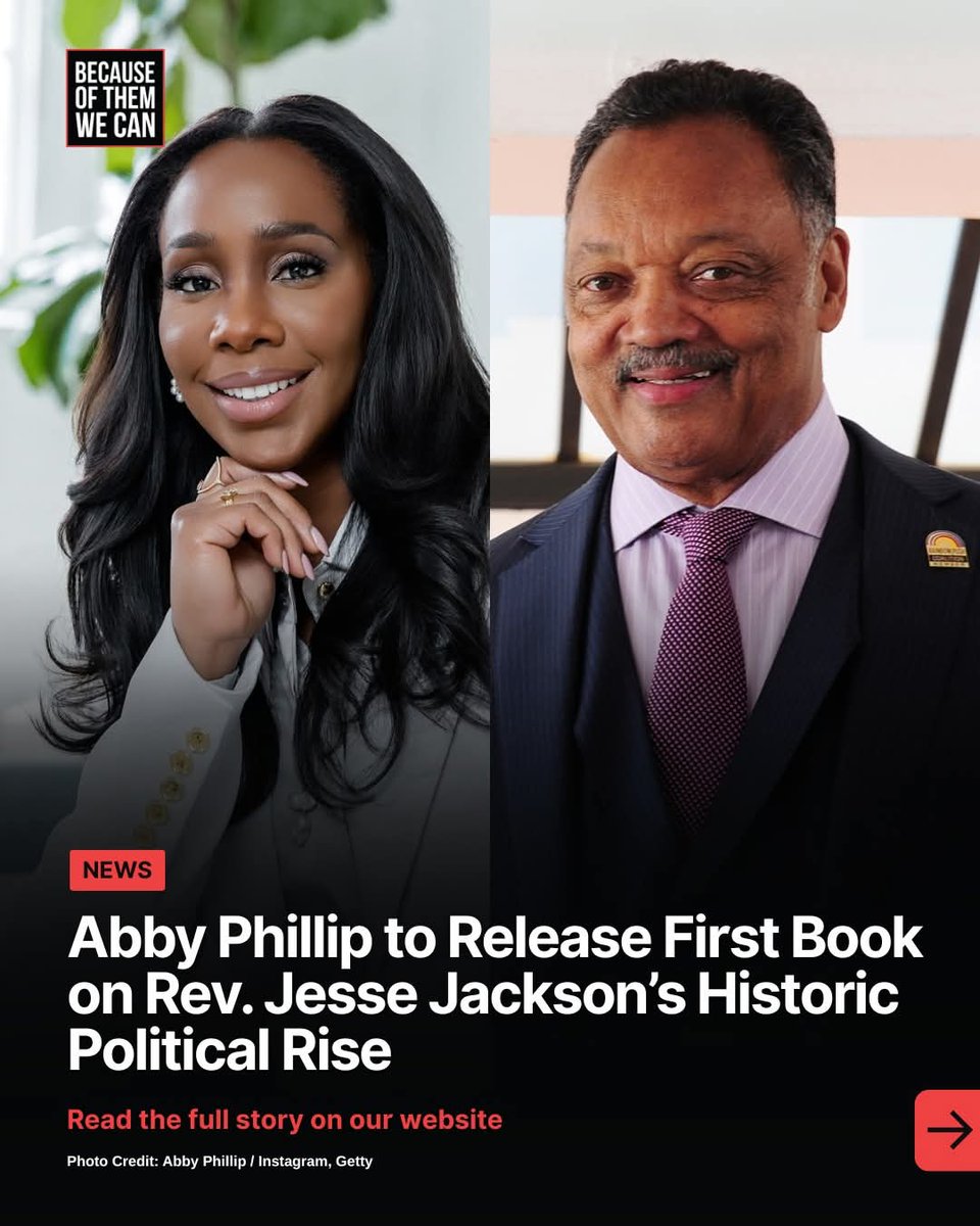 RPCoalition's tweet image. repost from @becauseofthem She’s bringing history to the forefront!
CNN anchor Abby Phillip is stepping into the literary world with her debut book, a biography of civil rights icon Rev. Jesse Jackson. Titled A Dream Deferred: Jesse Jackson and the Fight for Black Political…