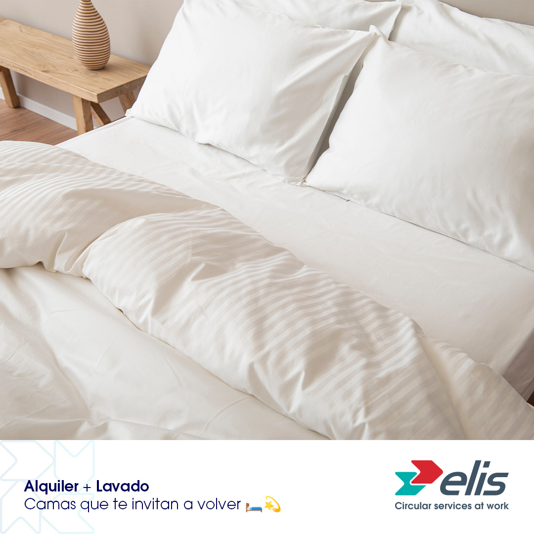 🛏️ Calidad hotelera empieza con sábanas suaves y limpias. Renta textil inteligente con #ElisMéxico. #Hotelería #ToallasPremium