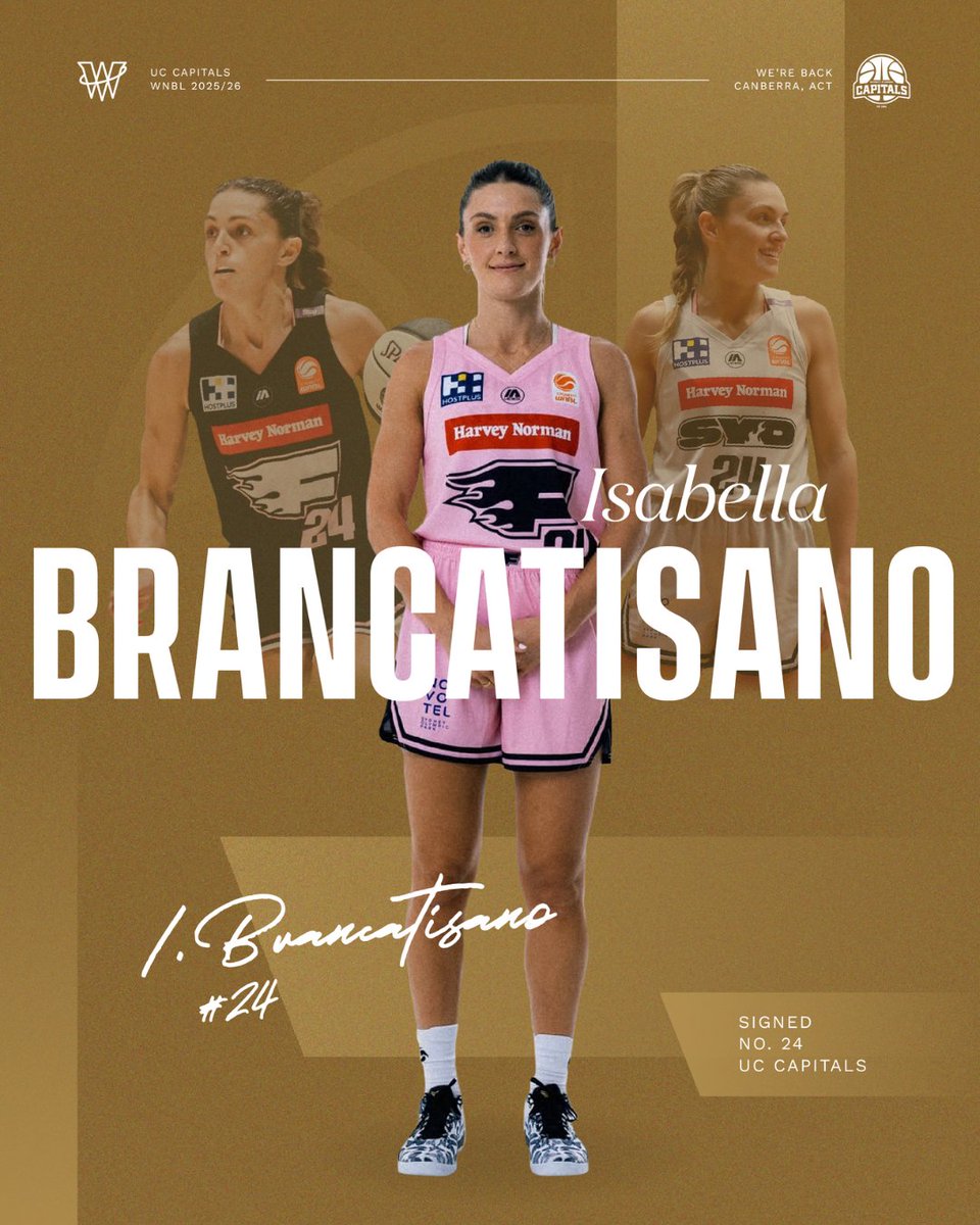 UCCapitals's tweet image. Brancatisano to the Capital 🧢
With such a knack for sinking 3's at AIS Arena, it's only fitting we add Isabella Brancatisano to our 2025/26 WNBL roster!
📰 Read more: loom.ly/nDp2fD8