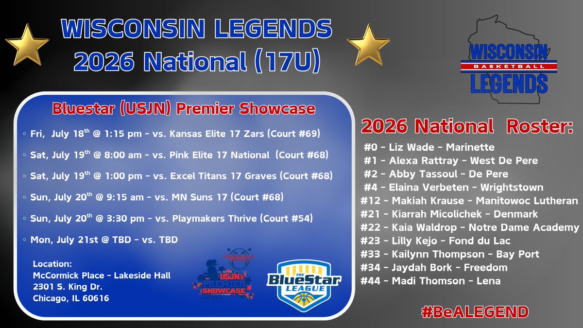 wilegends's tweet photo. Excited to have 1 more DANCE 💃for OUR LEGENDS 2026's @USJN Premier Showcase @niketoc Look forward to closing out the summer with a BANG🎇#BeALEGEND #LEGENDSLiveHERE https://t.co/H4XqfN6WHU