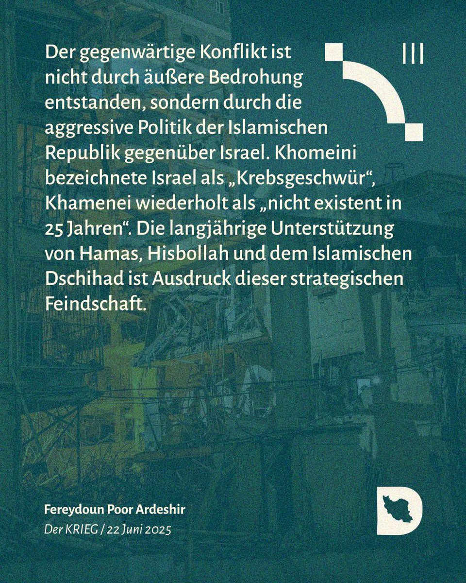 IranDiskurs's tweet image. Vom Krieg zum Krieg
Die systemische Selbstzerstörung Irans unter dem Regime
🔗 irandiskurs.de/der-krieg/vom-…
#Iran #Israel