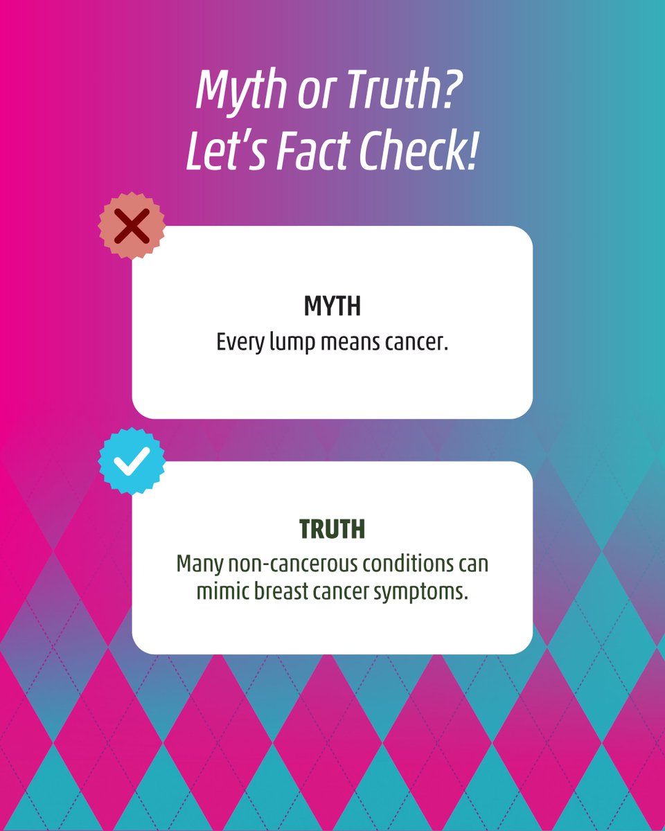 Not every lump is cancer — but every lump matters. 💗 There are several conditions that can mimic breast cancer symptoms, causing lumps, swelling, pain, or skin changes. That’s why early evaluation and diagnosis are so important. Source: UF Health Public Forum