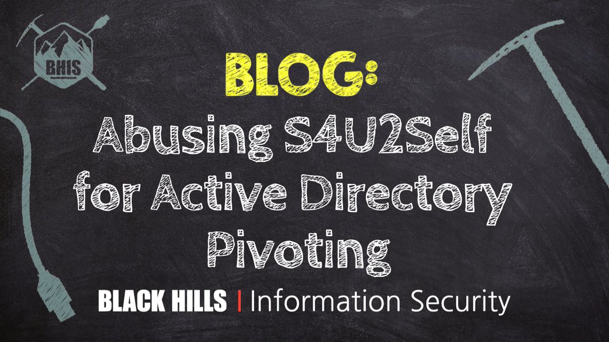 "If you only have access to a valid machine hash, you can leverage the Kerberos S4U2Self proxy for local privilege escalation [...]"
Read more: blackhillsinfosec.com/abusing-s4u2se…

Abusing S4U2Self for Active Directory Pivoting
by: Hunter Wade
Cross-Posted: 6/11/2025
