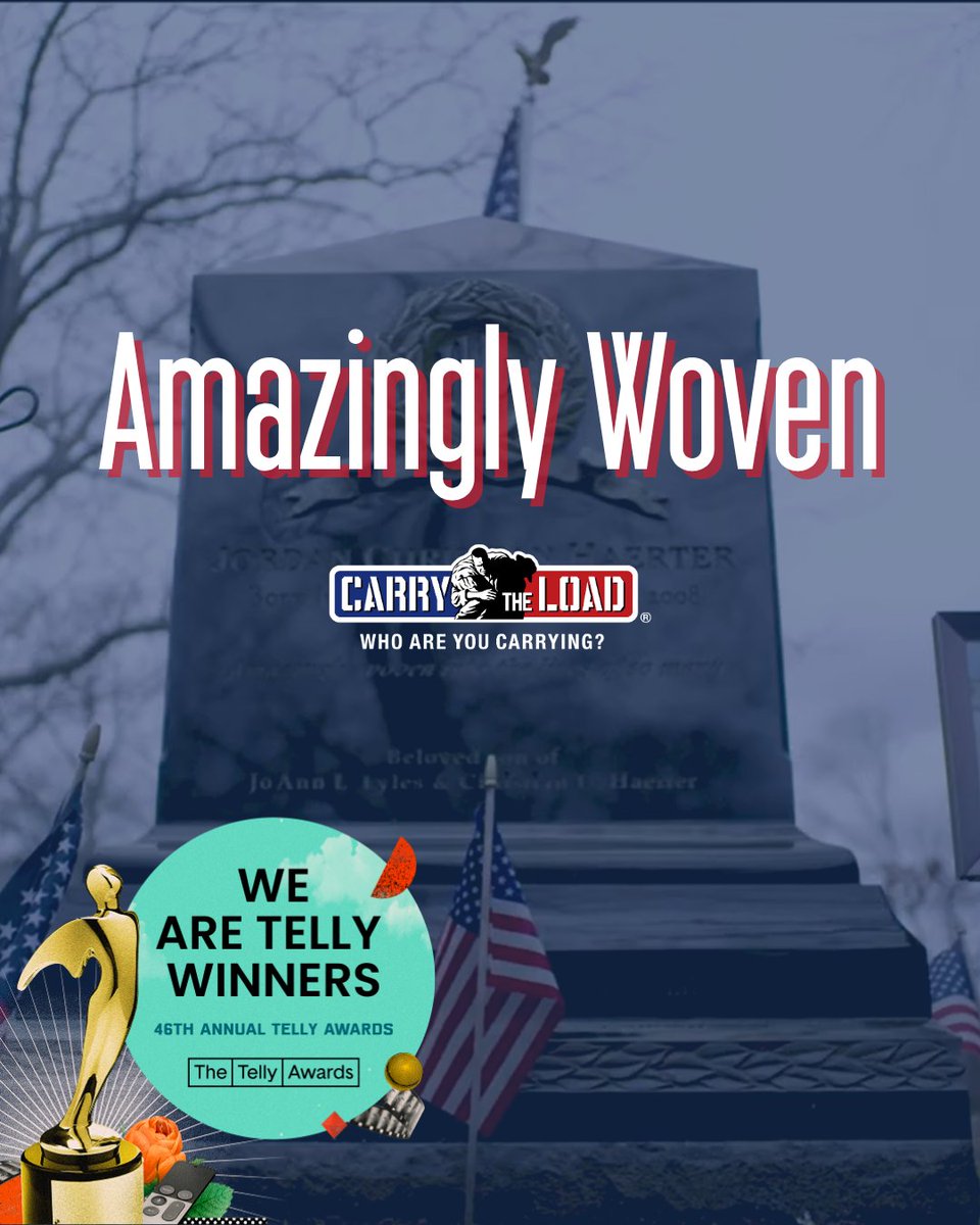 CarryTheLoad's tweet image. We&apos;re honored that #CarryTheLoad won 2 silver @TellyAwards for our &quot;Amazingly Woven&quot; &amp;amp; &quot;The Carry The Load Spirit&quot; films. Both films highlight why our mission is so important &amp;amp; we&apos;re deeply grateful. Watch: ow.ly/igM750Wrnro

Big thanks to Jason Hess Films &amp;amp; our video team!