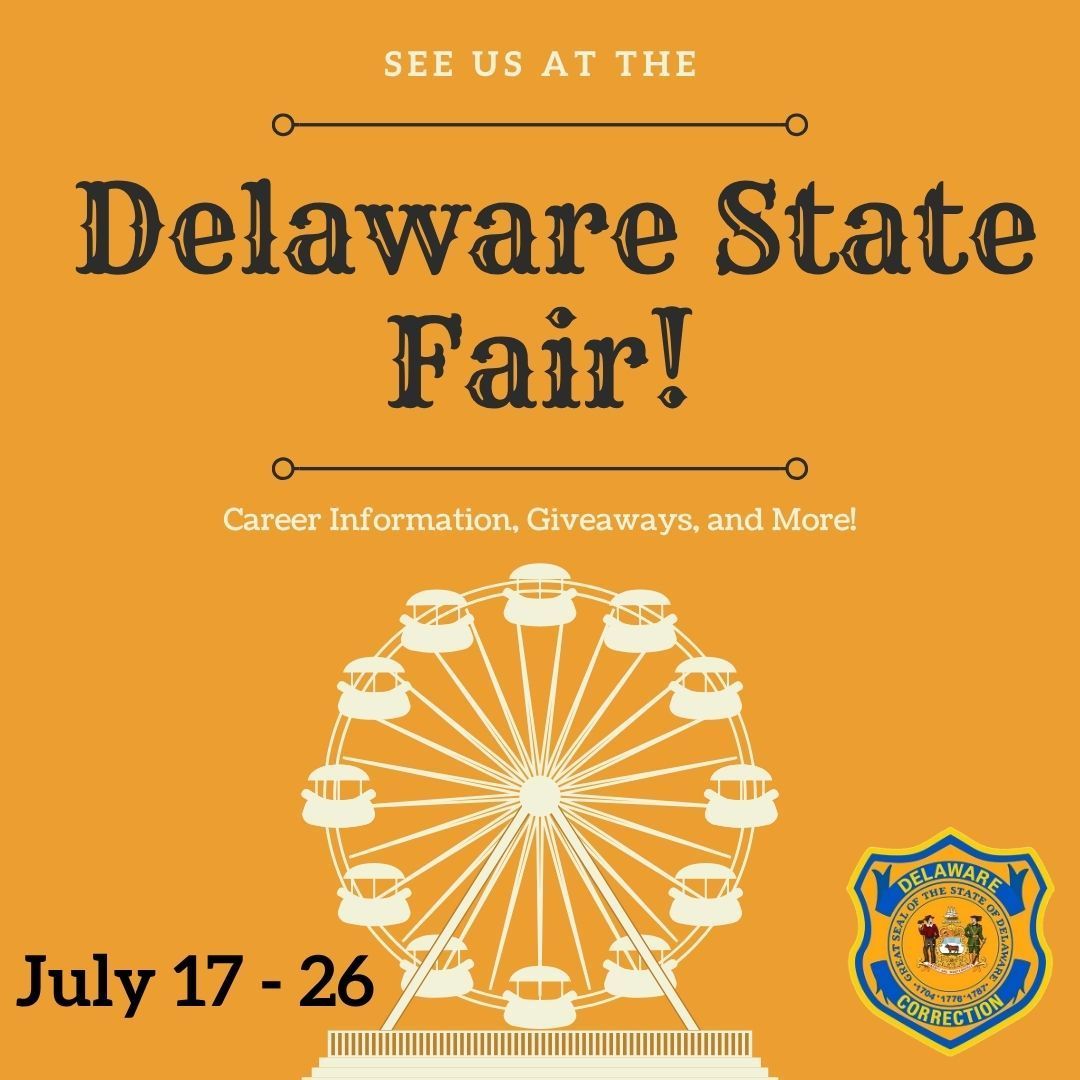 DECorrection's tweet image. 🎡 The Department of Correction at the Delaware State Fair!
📍 Find us near the main entrance from July 17 - July 26.
Stop by to:
✅ Learn about exciting career opportunities
🎁 Pick up some free swag
👋 Meet our team and ask questions
See you at the Fair!
#DelawareDOC