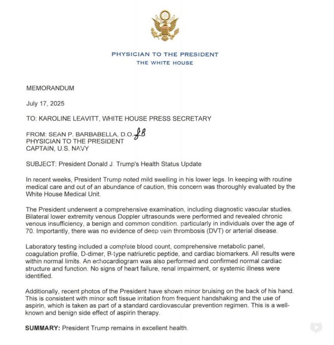 panamaendirecto's tweet image. #Internacionales | El presidente de Estados Unidos, Donald Trump, fue diagnosticado con "insuficiencia venosa crónica", así lo dio a conocer su médico a través de una declaración oficial que dice:
"En las últimas semanas, el presidente Trump notó una leve hinchazón en la parte…