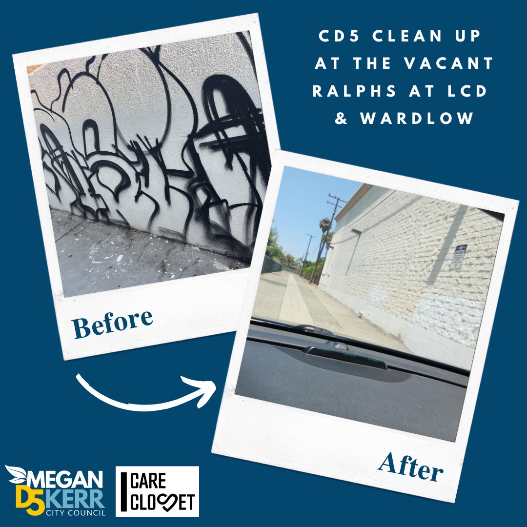 CWMeganKerr's tweet photo. The vacant Ralph’s got a cleanup! Huge thanks to Care Closet LBC for clearing trash and debris (with owner permission) at Los Coyotes &amp; Wardlow.

We’re working with the owner &amp; City staff on the site’s future and will keep monitoring with Code Enforcement. Check out the pics! https://t.co/5Q4wqynngq